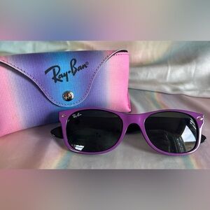 Ray-Ban Purple Wayfarer Sunglasses with Pink-Blue Gradient Case